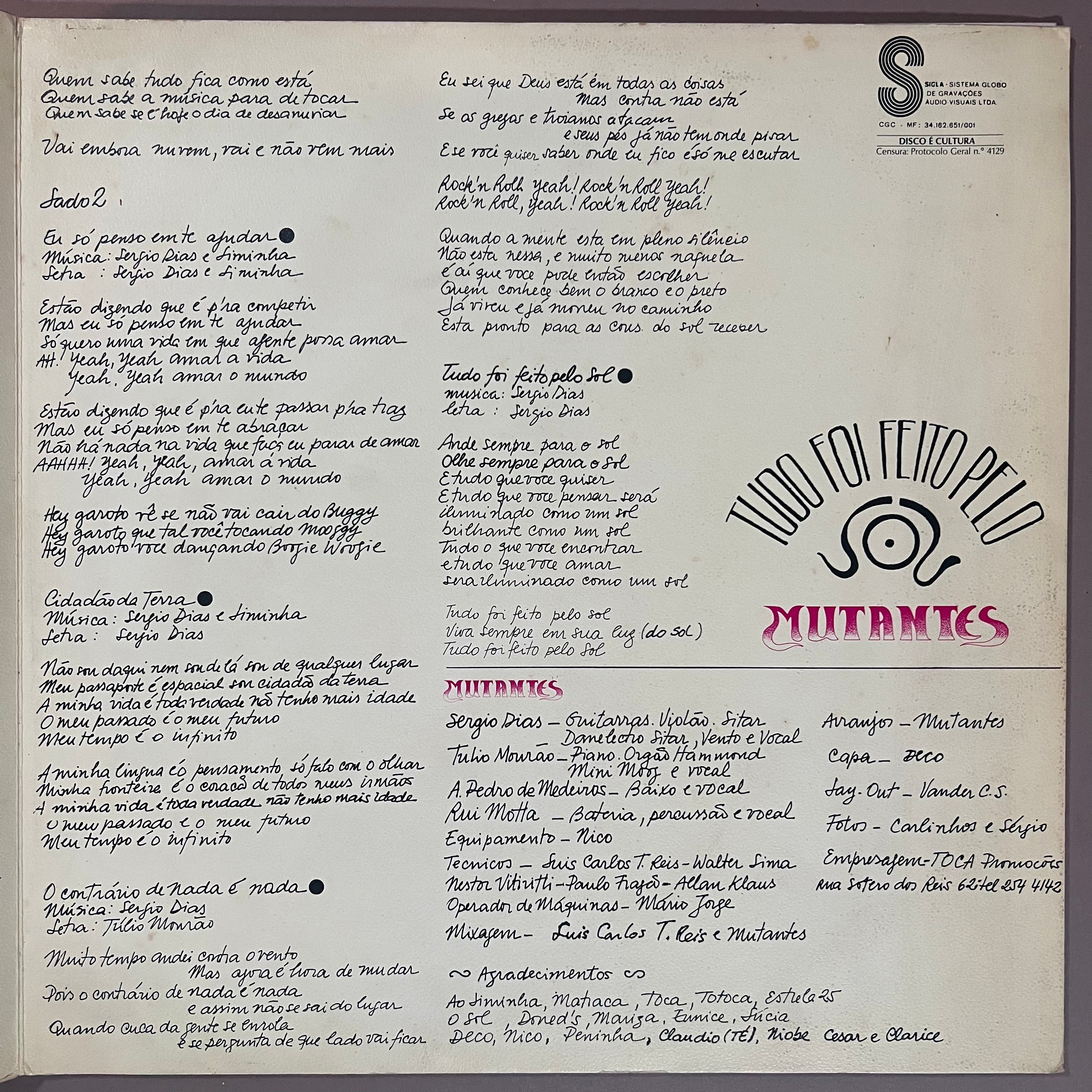 Mutantes – Tudo Foi Feito Pelo Sol